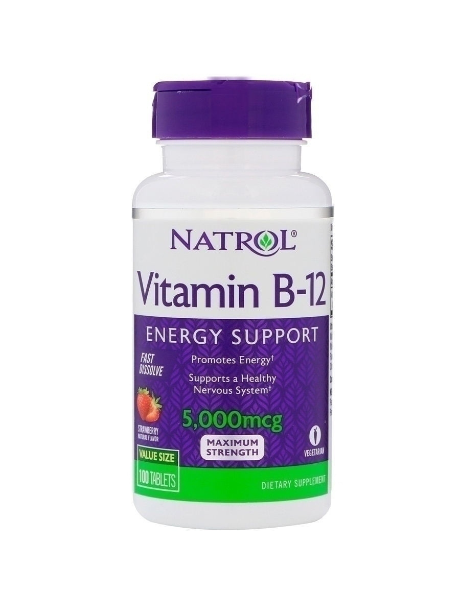 Natrol. Витамин B-12 5000 мкг, 100 таблеток